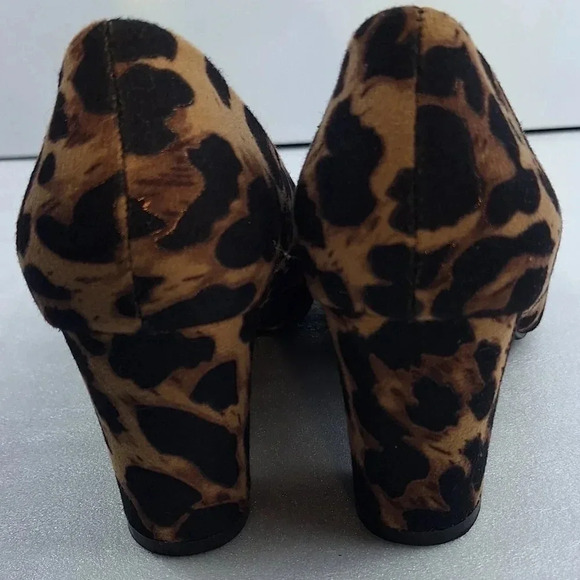 IDIFU Ro 3 Sara Leopard Chunky Block Heel Pump Round Toe 6 5 - Picture 2 of 9